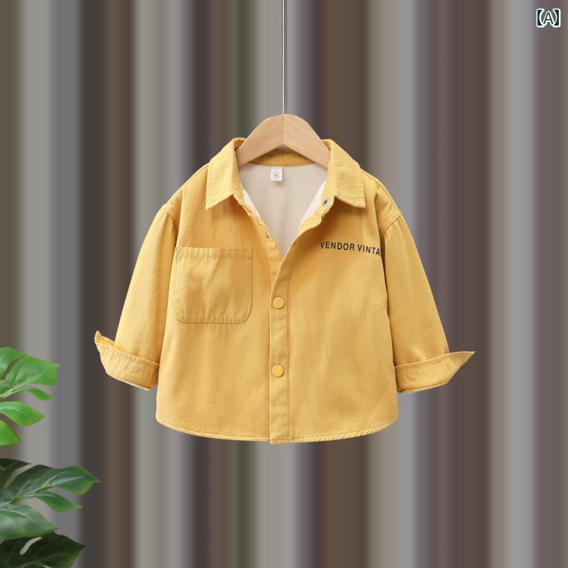 男の子 トップス カジュアル おしゃれ 起毛 シャツ 秋冬 厚手 暖かい シャツ ベビー ボーイ 長袖 トップス ジャケット トレンディ