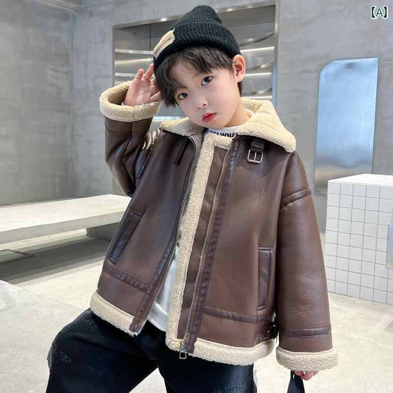 男の子 ファッション キッズ 子供 おしゃれ カジュアル 冬 レザージャケット 秋冬 トップス 厚手 トレンディ