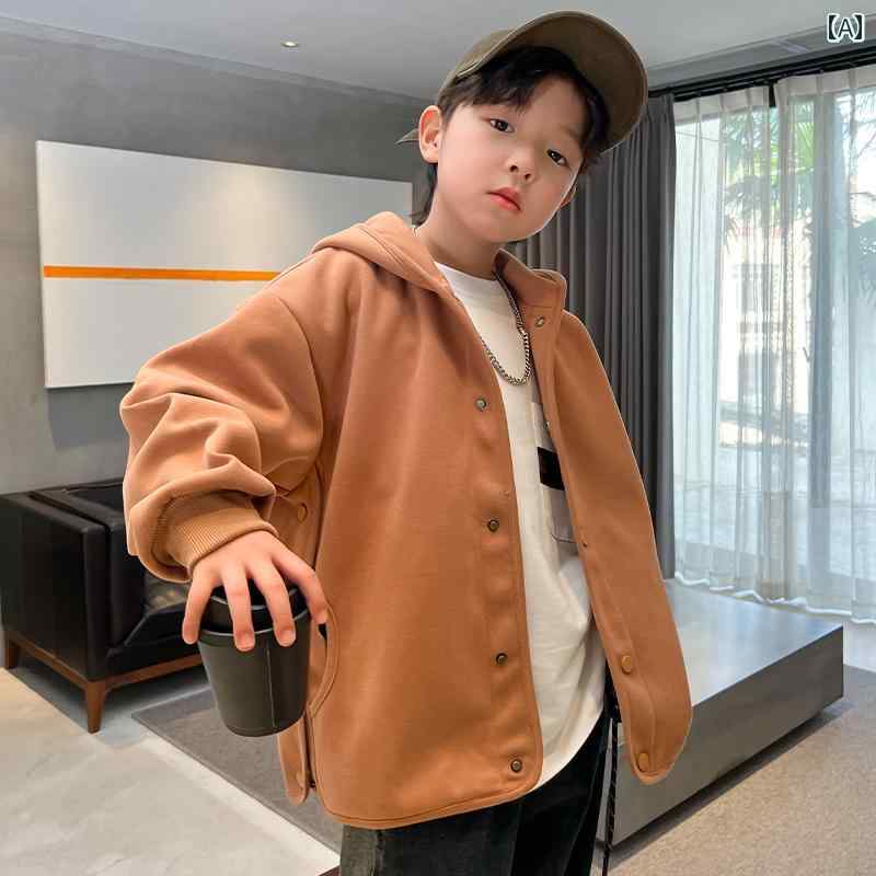 男の子 ファッション キッズ 子供 おしゃれ カジュアル 春 ジャケット 韓国 フード トップス 春秋 ジャケット