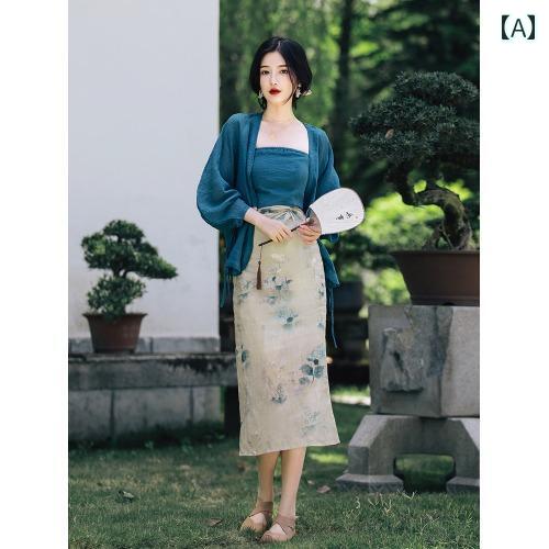 レディース ファッション チャイナ風 婦人服 セットアップ 中国 夏 普段使い チャイナ風 民族風 レトロ 夏 3点 セット