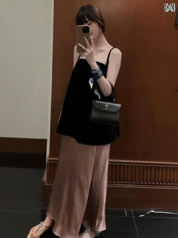 レディース ファッション 夏 服 旅行 着 クール ソルト サスペンダー トップススカート セット|おうち健康生活