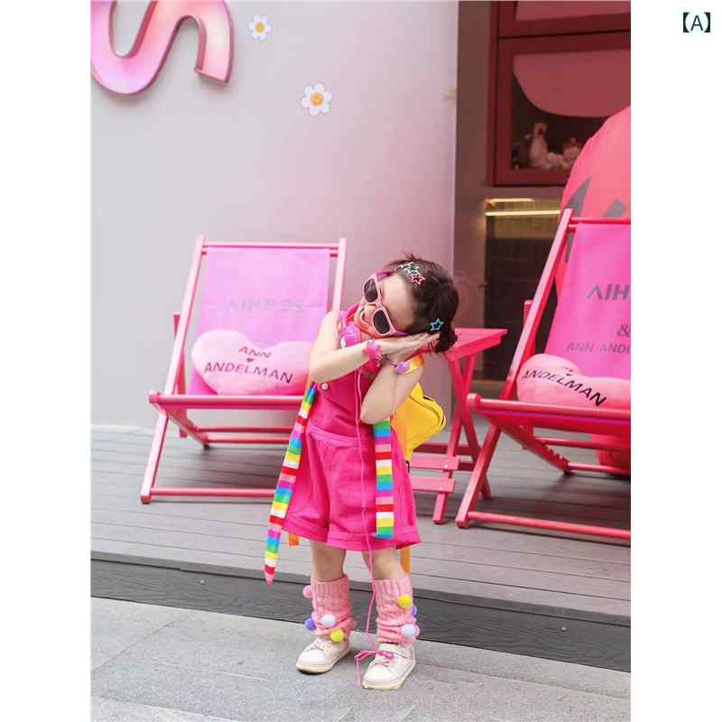 子供服 女の子 セットアップ おしゃれ カジュアル かわいい オーバー オール 夏 ベスト トップス サスペンダー 2点 セット 西洋 おしゃれ
