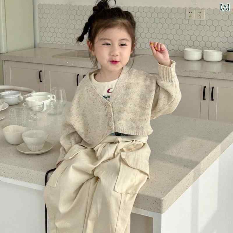 子供服 女の子 セットアップ かわいい おしゃれ 春秋 赤ちゃん 韓国 カジュアル ニットカーディガン ジャケット 秋