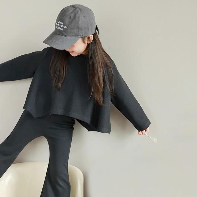 子供服 女の子 セットアップ おしゃれ カジュアル かわいい スウェットシャツ 春秋秋 長袖 バット シャツ ベル ボトムス 2点 セット