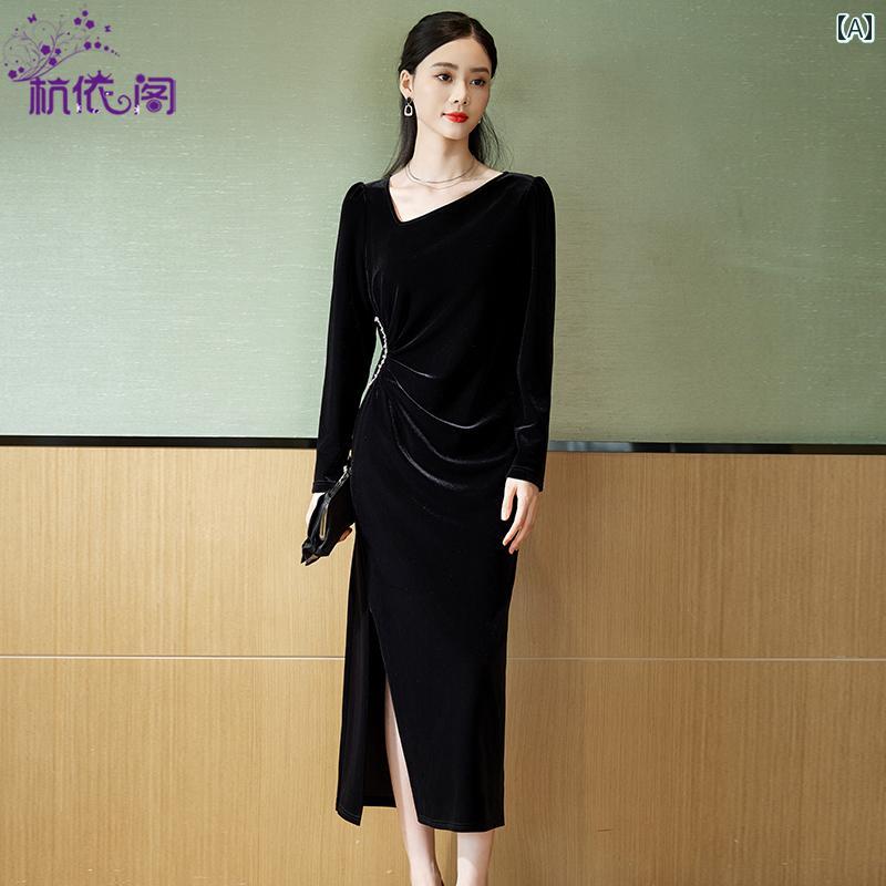 レディース 流行り物 今めかしい 雅びやか 好いたらしいめ お上さん服 黒 起毛 長袖 秋 光 人付き合い家 か細い填まる 御居処 スコート