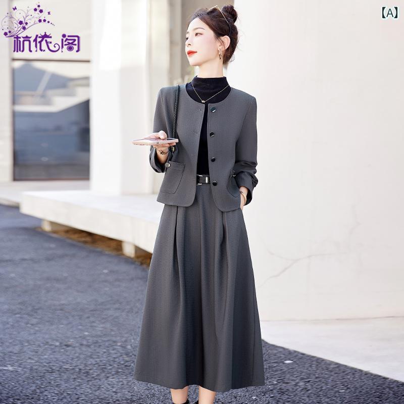 セットアップ レディース 上品 おしゃれ ファッション 秋 コート スカート 婦人服 春先 秋 衣装 セット 西洋|おうち健康生活