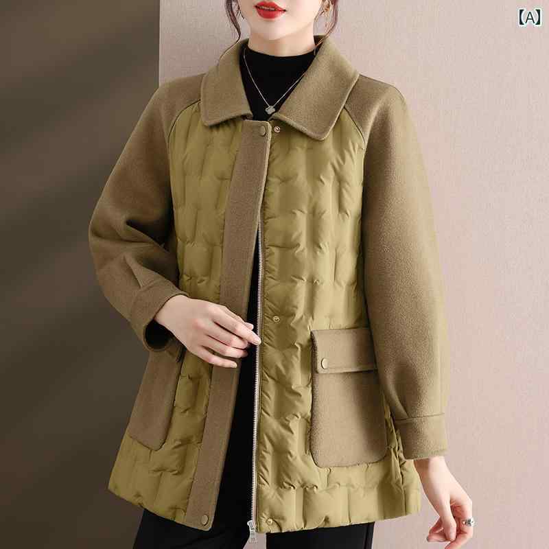 アウター レディース きれいめ ジャケット コート 冬 暖かい カジュアル 上品 ファッション ダウン 丈 ウール 服 ゆったり コットン