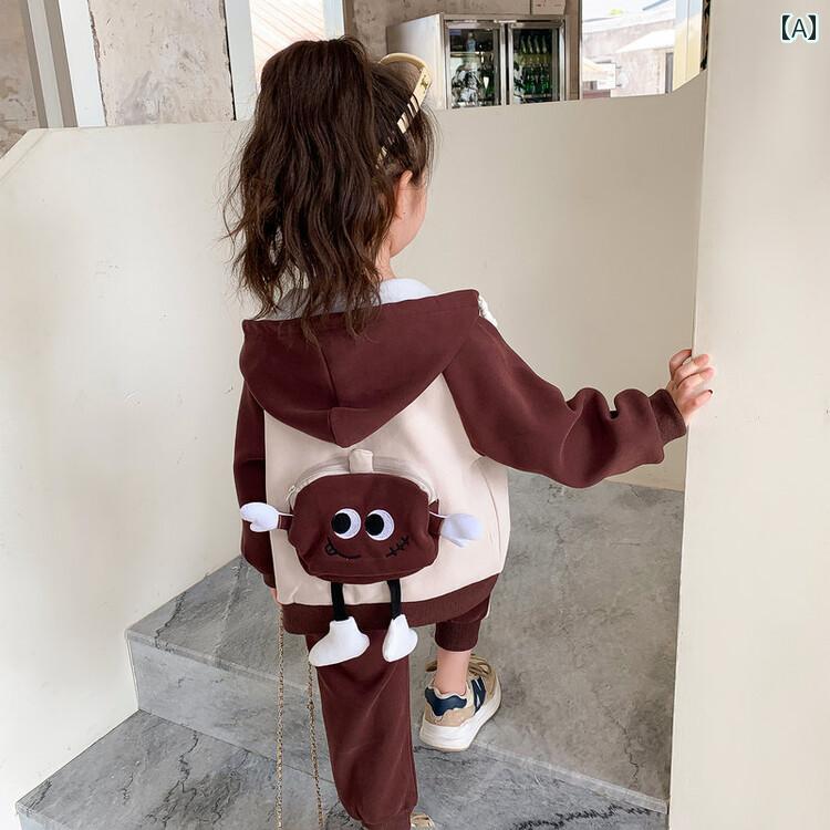 子供服 女の子 セットアップ かわいい おしゃれ 秋 カーキ カラー ブロック フード ジッパー ジャケット ズボン スポーツ
