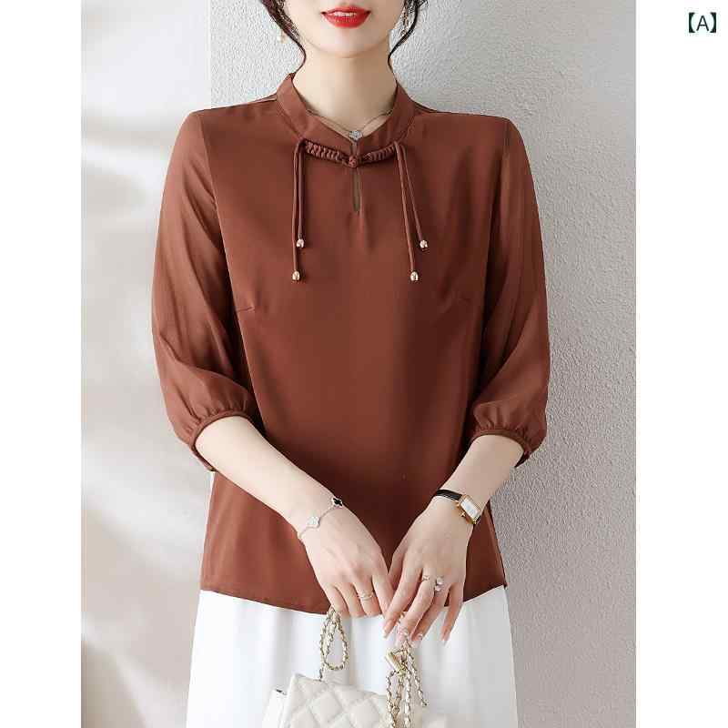 レディース ファッション おしゃれ 上品 きれいめ 婦人服 七分袖 シフォンブラウス 高貴 春秋 セットアップ スーツ