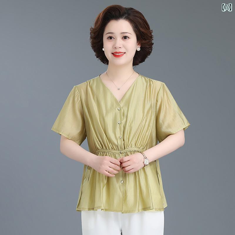 セットアップ レディース 上品 おしゃれ ファッション 夏 スーツ 洋風 半袖 綿麻 シャツ トップス 2点 セット