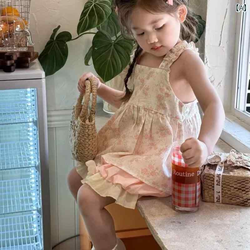 子供服 女の子 セットアップ かわいい おしゃれ 花柄 サスペンダー 夏羽 ホーム ショートパンツ ビーチ