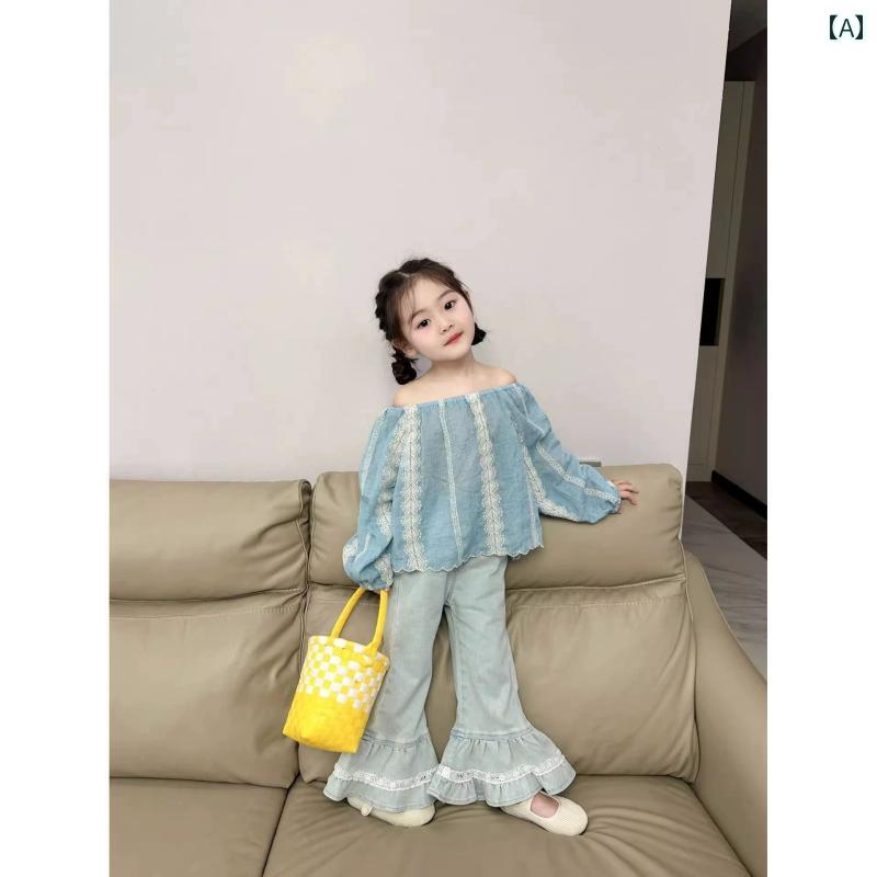 子供服 女の子 セットアップ おしゃれ カジュアル かわいい 絞り染め ベビー ドール デニム ベル パンツ 春秋 おしゃれ シャツ パンツ 2点 セット