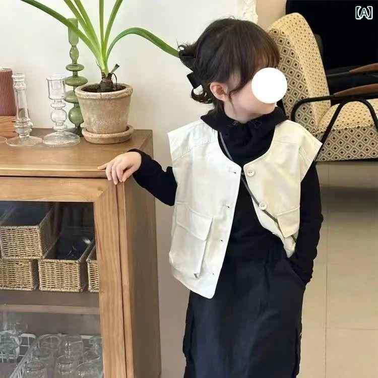 子供服 女の子 セットアップ おしゃれ カジュアル かわいい 韓国 秋 ベスト スカート 長袖 ボト シャツ 3点