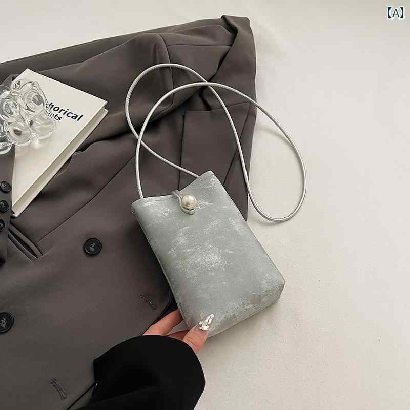 スマホポーチ レディース おしゃれ シンプル ポシェット 夏 精巧 質感 小さめ バッグ シルバー 中国 携帯電話 バッグ クロス ボディショルダーバッグ