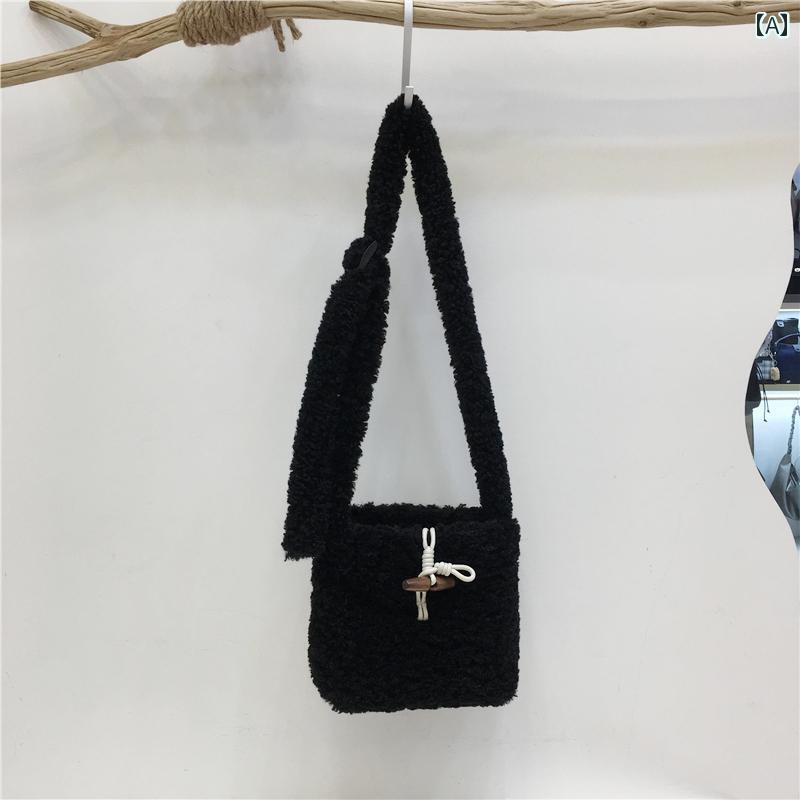 レディース バッグ 普段使い 通勤 小さめ 韓国 秋冬 ウール かわいい ウール コンパクト ワンショルダー クロス ボディ 小さめ スクエア