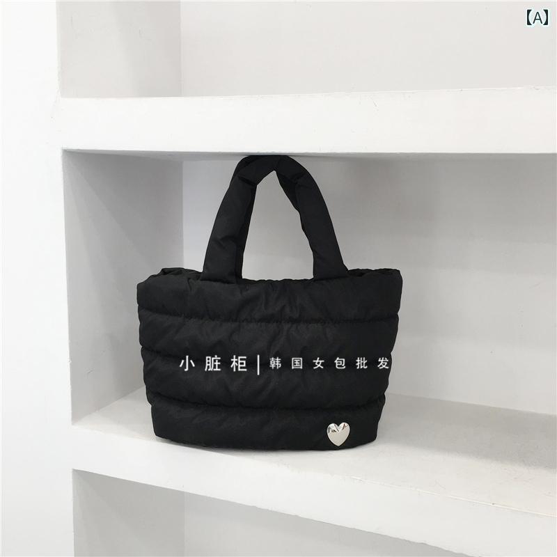 レディース バッグ 普段使い 小さめ 韓国 かわいい 愛 装飾 ポータブル キルティング 軽量 涼しい シンプル 手 詰め コットントート