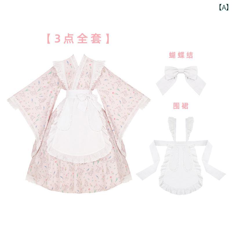 ロリータ ファッション コスプレ 衣装 ファッション 花 街 クロニクル メイド プリント 着脱 式