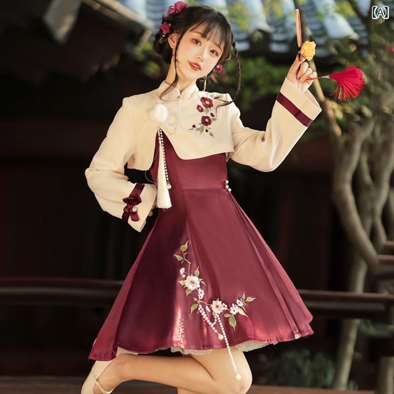 ロリータ ファッション コスプレ 衣装 ファッション チャイナ 風 ドレス コート 中国 春秋 民族風