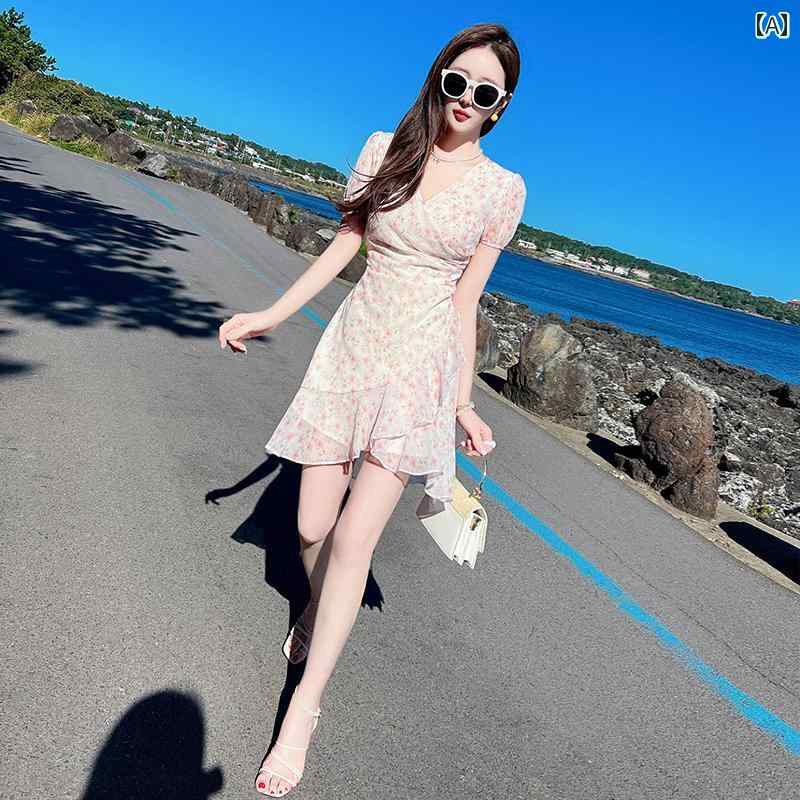 レディース  夏 シフォン 花柄 引き付ける 成人女性 御召しもの か細い 御居処 ハグ フラウンススコート