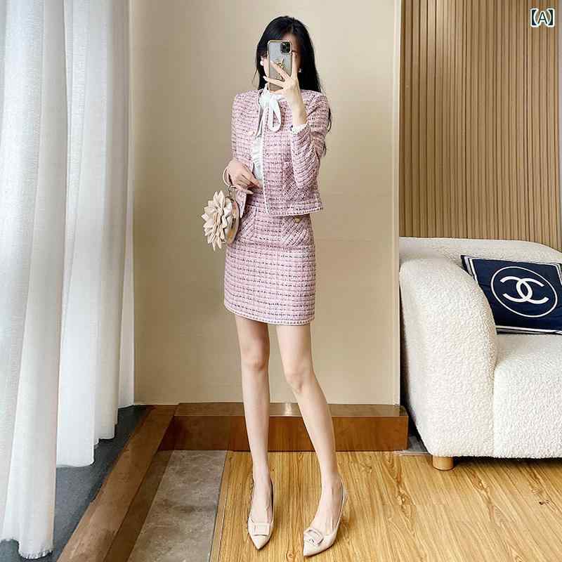 レディース  素晴らしい セットアップ スコート 感 し 厳かさ 2点 仕掛ける 着痩せ 冬服 盛りだくさん 仕掛ける