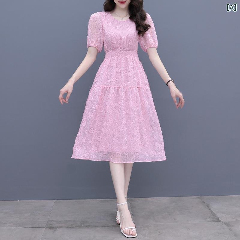 レディース  サクラ色 御召しもの ラウンドネックストレッチ 酉の方角 花 シフォンスコート 夏