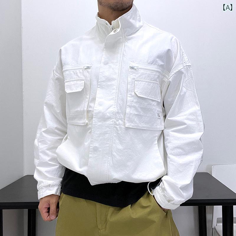メンズ 裾 ドローストリング ゆったり 広々とした 上衣 白いこと 秋冬 薄っぺら 冷やりとした 流行り 風 流行り 個人的特徴