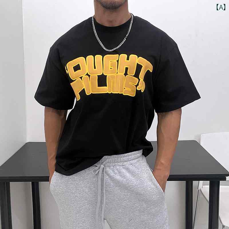 メンズ 厚手 綿 丈夫 小さめ ネック ライン ゆったり 半袖 Tシャツ コットン ワイド