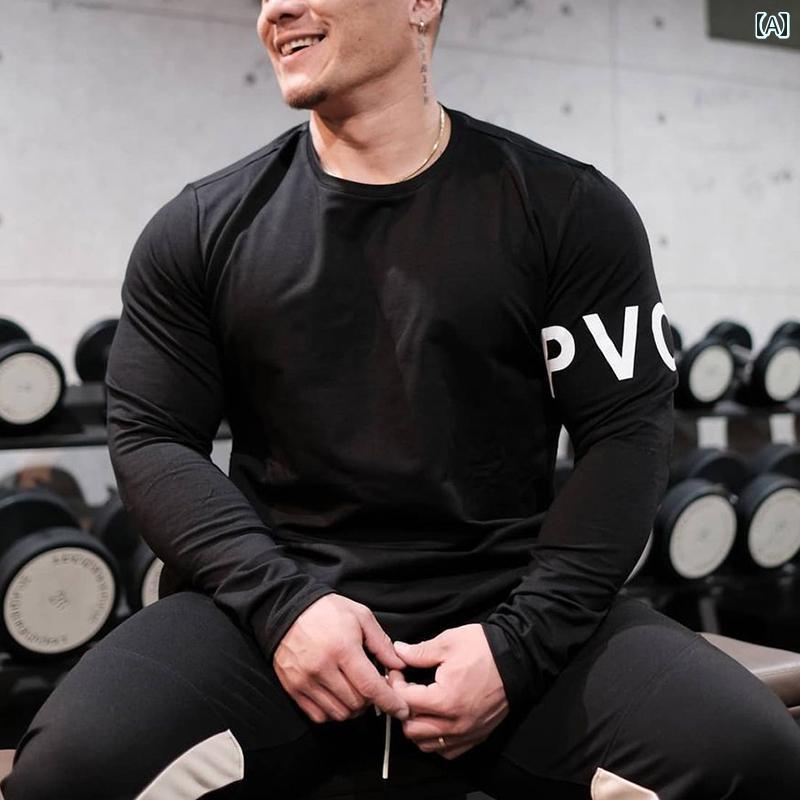 メンズ スポーツ 長袖 Tシャツ 屋外 通気性 快適 吸汗性 ラウンドネック フィットネスウェア ランニング トレーニングウェア スリム トップスス ボトムス シャツ
