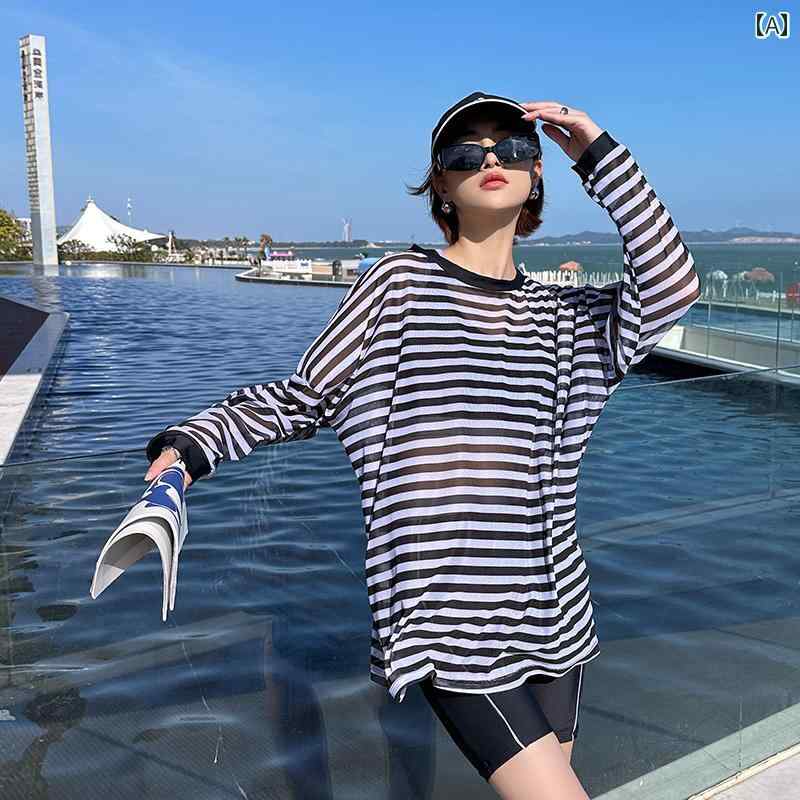 カバーアップ 水着 レディース おしゃれ ぽっちゃり 大きめサイズ セパレート 3点 セット 長袖 ブラウス 体型カバー パンツ スポーツ