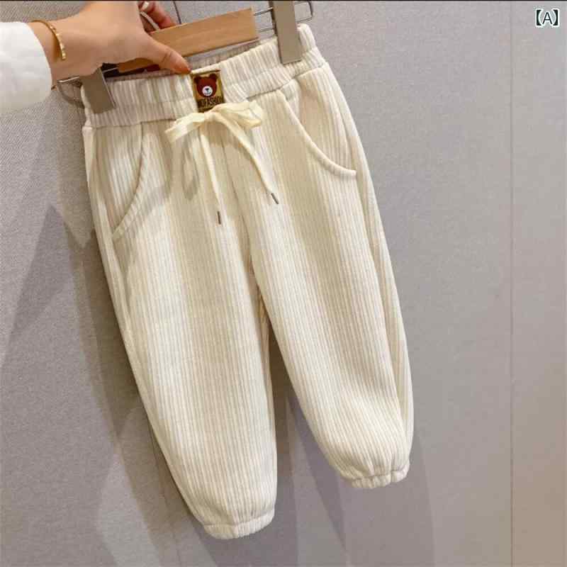 キッズ パンツ ズボン 秋冬 暖かい ファッション 女の子 おしゃれ クマ 厚手 スウェット ブラック ホワイト ピンク 韓国