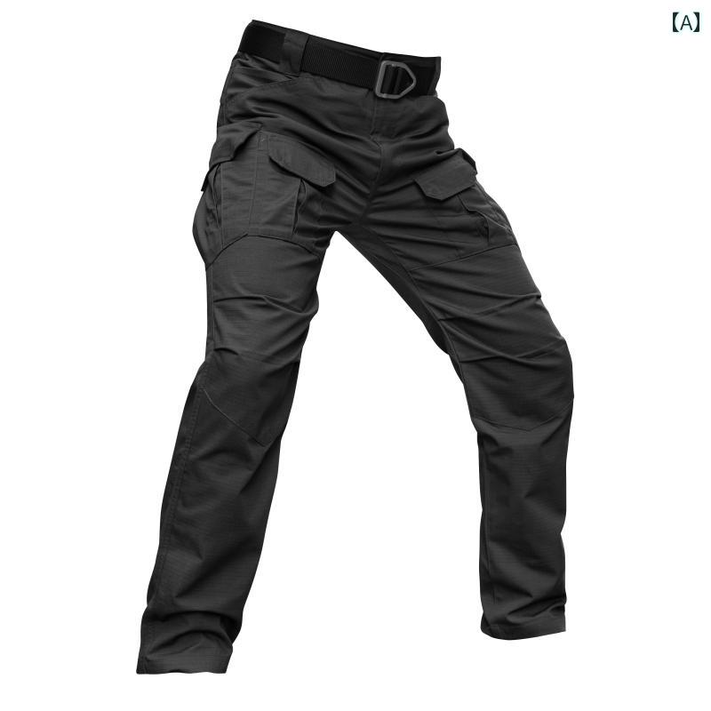 タクティカル パンツ メンズ ボトムス ファッション 迷彩 アウトドア 春秋 防水 ポケット スリム トレーニング ロング ブラック カーキ グレー