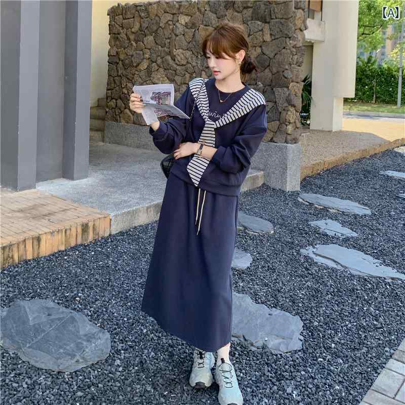セットアップ レディース カジュアル おしゃれ デート 女子会 リラックス レター スウェットシャツ スカート 美しく スタイリッシュ 秋 スリム スカート 2点 セット