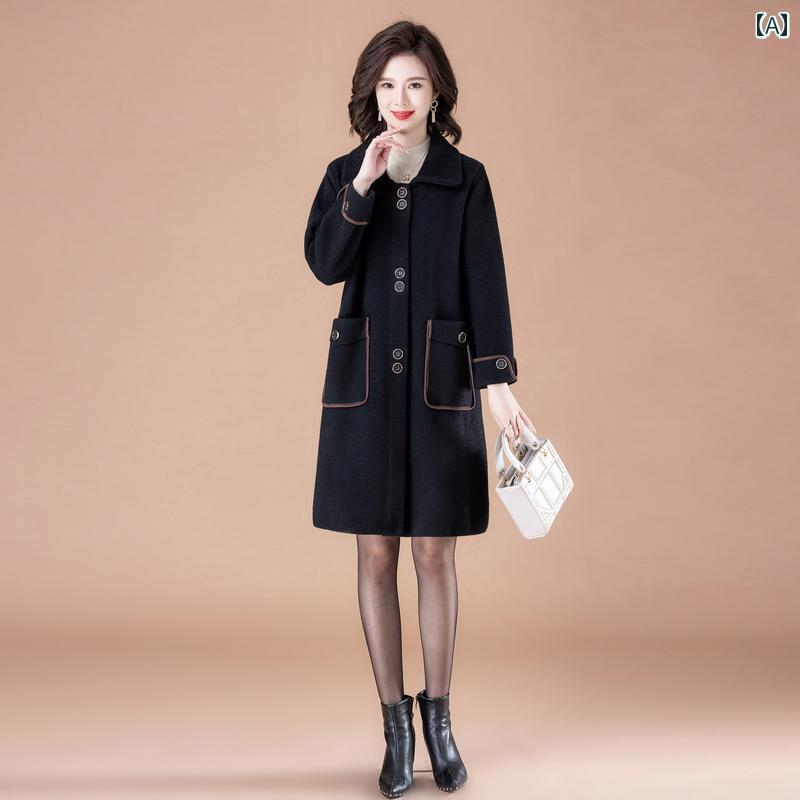 婦人服 レディース 上品 おしゃれ マダム ファッション 春秋 ウール コート 大きめサイズ マザーズ レングス ソリッドカラー リバーシブル コートニー ハイ 9,300円