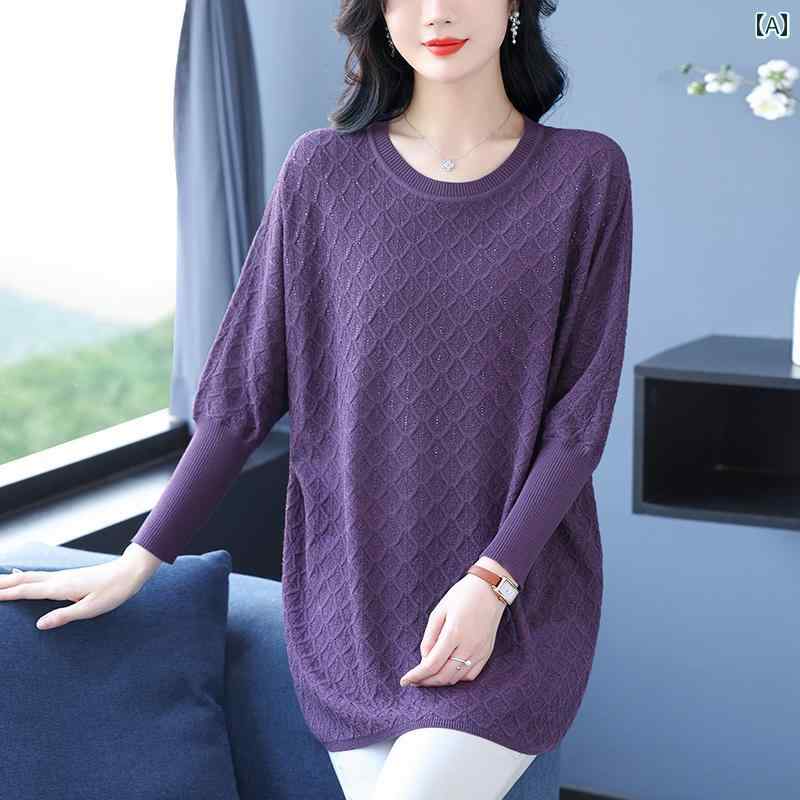 婦人服 レディース 上品 おしゃれ マダム ファッション ぽっちゃり 大きめサイズ 春 薄手 涼しい 涼しい トップス レングス 体型カバー セーター