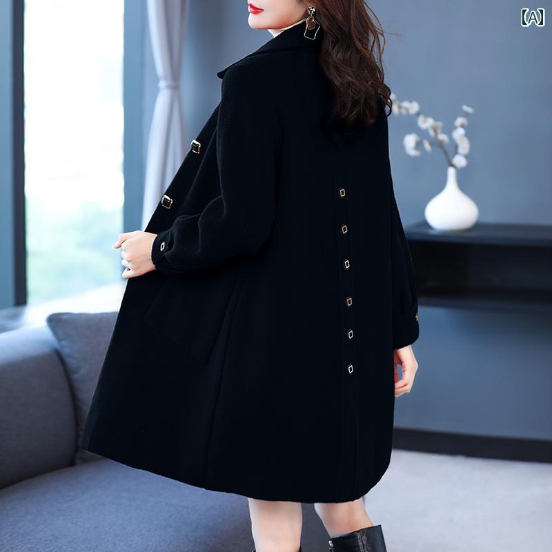 婦人服 レディース 上品 おしゃれ マダム ファッション 秋冬 コート レッド 系 大きめサイズ 丈 ぽっちゃり ウール コート