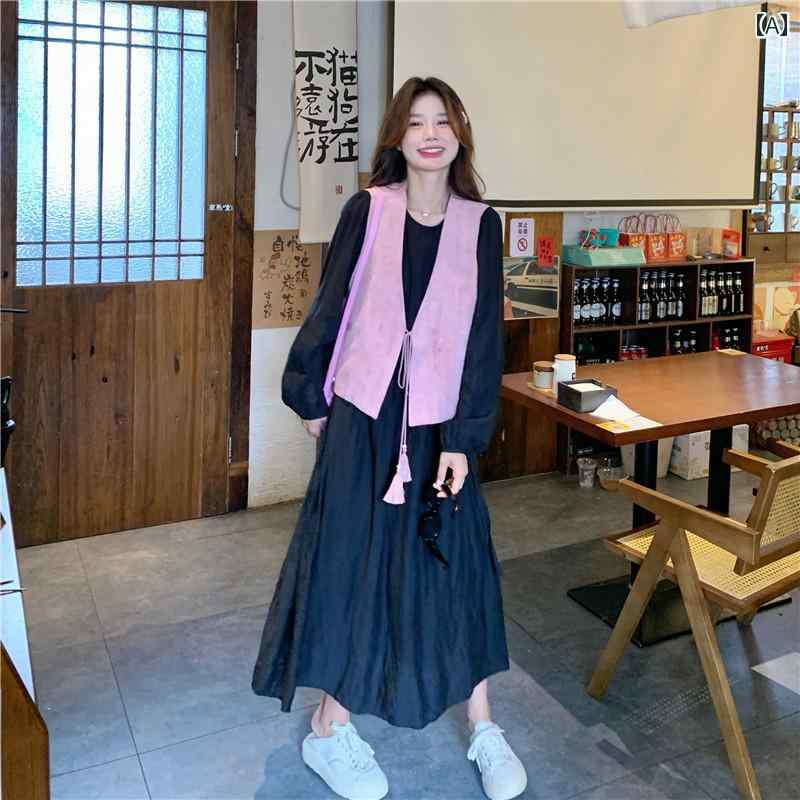 セットアップ レディース 心地よい 今めかしい 会う約束  うしろ帯会 フレンチ お召しもの 長袖 黒 タッセル 中国 より良い 年月 仕掛ける