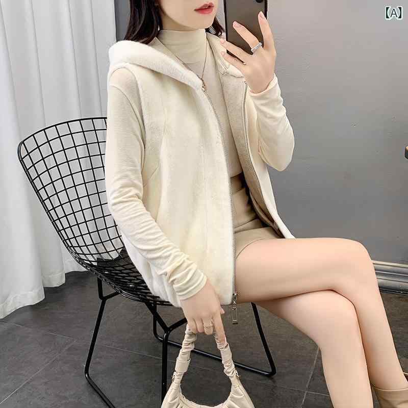 アウター レディース ファッション おしゃれ カジュアル 上品 婦人服 ウール フード ベスト ジャケット 春秋冬 アウターウェア ショート ファー