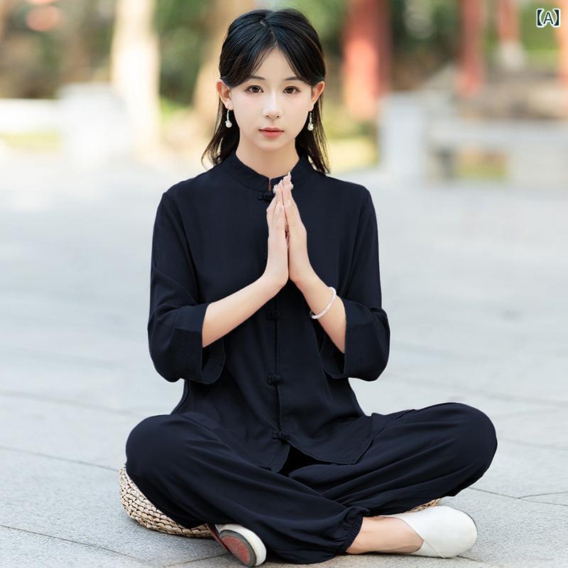 太極拳 服 レディース 仏教 思い入れる 唐 セットアップ セットアップ 中国 思い入れる 一笠一杖 セットアップ 瀬戸もの風 綿 リネン セットアップ 思い入れる セットアップ
