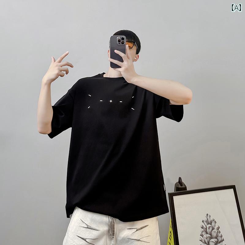 メンズ トップス カジュアル ファッション おしゃれ シンプル 刺繍 コットン 半袖 Tシャツ