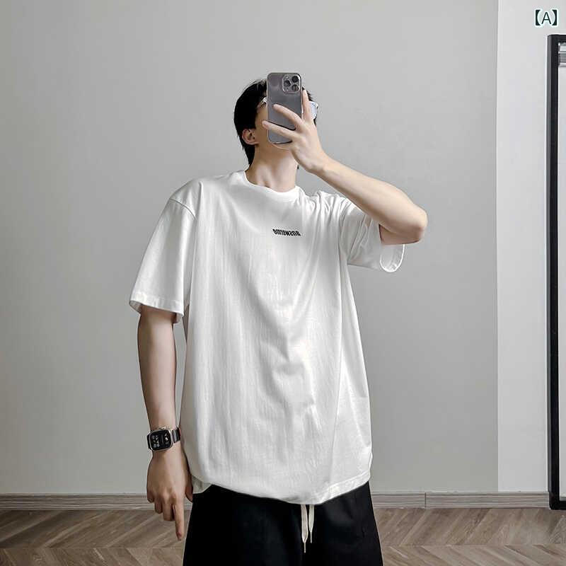 メンズ トップス カジュアル ファッション おしゃれ 綿 夏新 文字 プリント 半袖 Tシャツ レディース ゆったり トレンディ Tシャツ 半袖