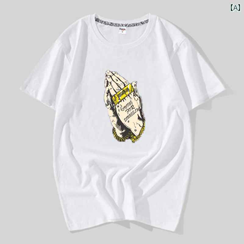 メンズ トップス カジュアル ファッション おしゃれ ファッション 仏 手 半袖 Tシャツ プリント 半袖 綿 大きめサイズ Tシャツ