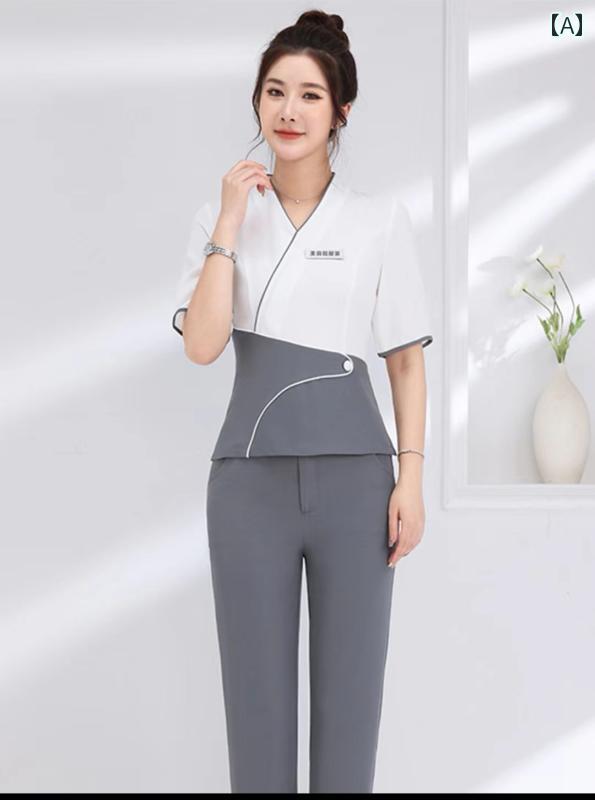 エステ ユニフォーム レディース 制服 サロン おしゃれ リラクゼーション クリニック ホテル マッサージ 技師 美容師 セットアップ パンツ