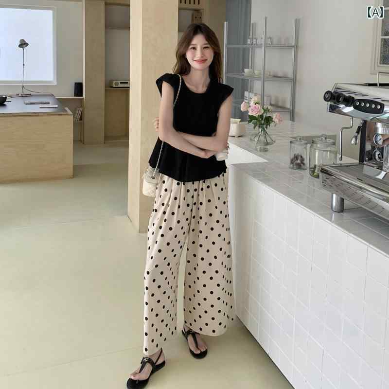 レディース ファッション カジュアル おしゃれ デート 女子会 普段使い トレンド 綺麗 パンツ 夏 おしゃれ コントラスト い ワイド パンツ 2点 セット｜おうち健康生活 8,086円