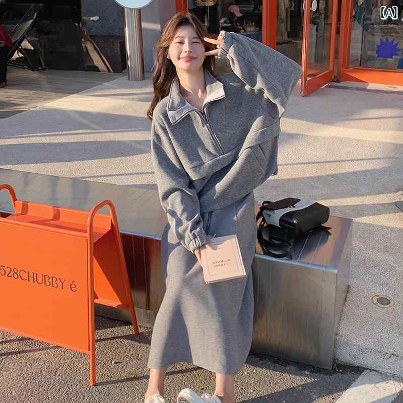 レディース ファッション カジュアル おしゃれ デート 女子会 普段使い グレー カジュアル スポーツ 初秋 リラックス 着 スウェットシャツ スカート 2点 セット