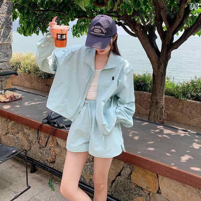 レディース ファッション カジュアル おしゃれ デート 女子会 普段使い 夏 服 韓国 プチ カジュアル スポーツ ワイド パンツ 日焼け防止 セット 組み｜おうち健康生活
