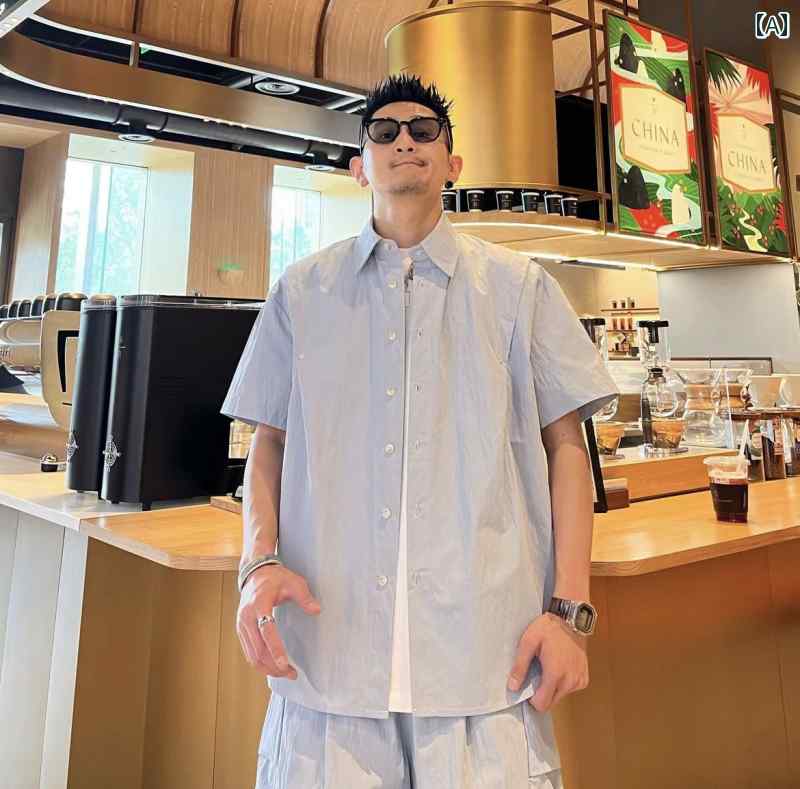 セットアップ メンズ カジュアル おしゃれ 夏 立体 仕立て シャツ 半袖 ショート パンツ