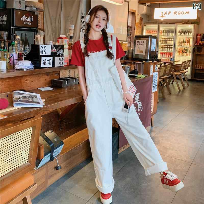 オーバー オール レディース カジュアル おしゃれ 春秋 韓国 カレッジ ストリート デニム ストレート ジャンプ