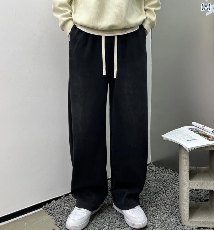 ズボン メンズ カジュアル おしゃれ パンツ トレンディ 夏 アメリカン ストリート ウォッシュド レトロ ダメージ ストレート ワイドレッグ