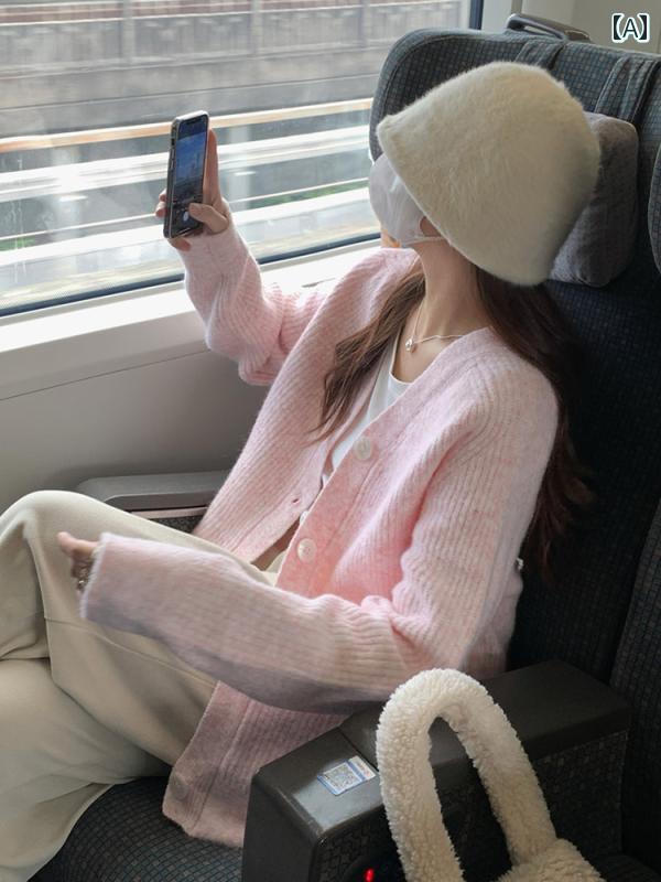 レディース トップス 心地好い 今めかしい 窈窕たる 甘くて 愛想のいい スウェーター 上衣 自由にて 編み物ジレー 初秋 サクラ色 韓国 御召しもの