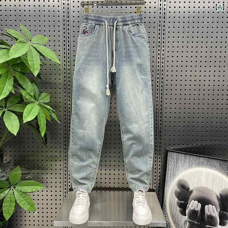 デニム メンズ パンツ カジュアル おしゃれ 春秋 ファッション トレンディ ジーンズ レトロ ストレッチ トレンディ ストレッチ ウエスト ウォッシュ ストレート